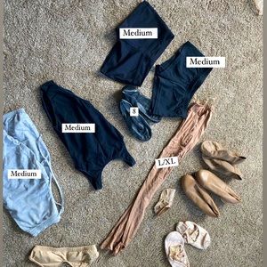Mix of high school girls/womens dance clothes and shoes
